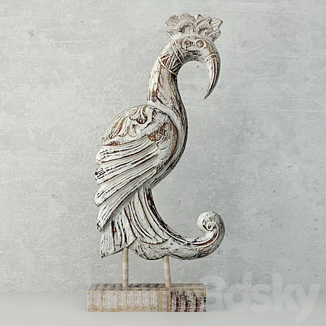 Wood sculpture ‘Noble Cendrawasih’ 3D Model Wood sculpture ‘Noble Cendrawasih’ 3D Model