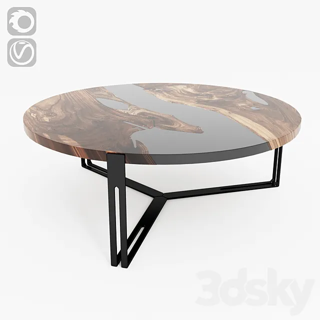 Wood slab table 3D Model Wood slab table 3D Model