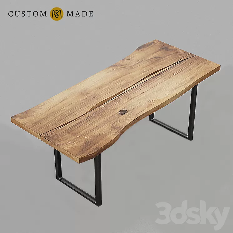 Wood Slab Table 3D Model Wood Slab Table 3D Model