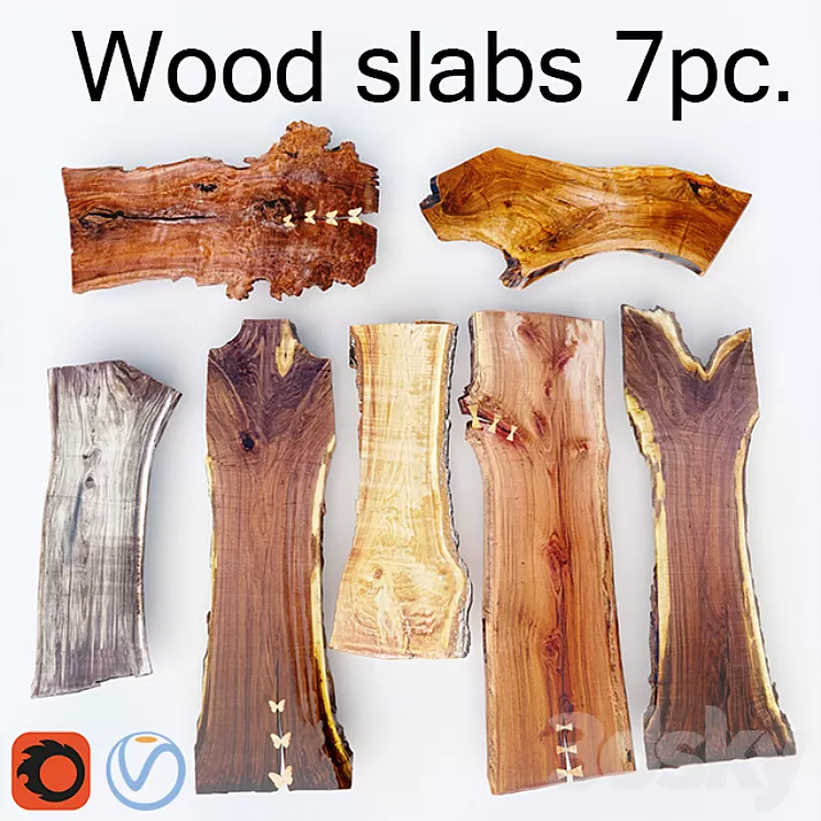 Wood Slab | Wooden slab 7pcs 3D Model Wood Slab | Wooden slab 7pcs 3D Model