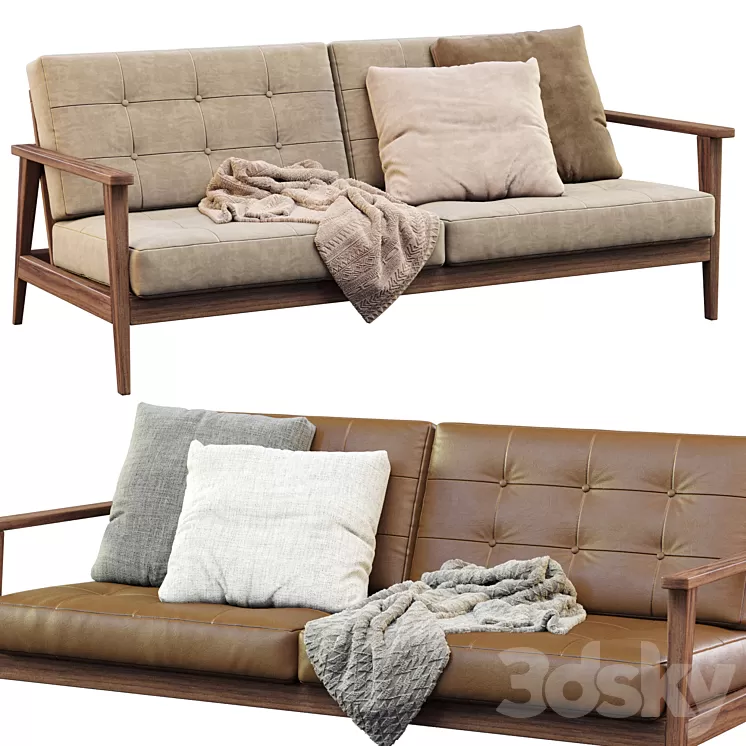 Wood Sofa 3D Model Free Download