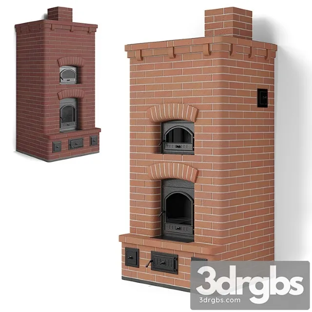 Wood Stove Fireplace Stove Brick With Bread Chamber 3D Model Download