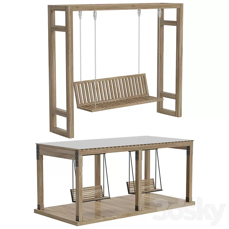 Wood swing 3D Model Wood swing 3D Model