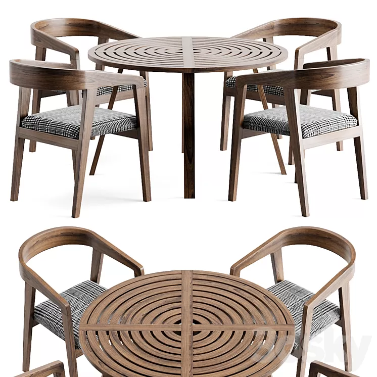 Wood table chair 3D Model Wood table chair 3D Model