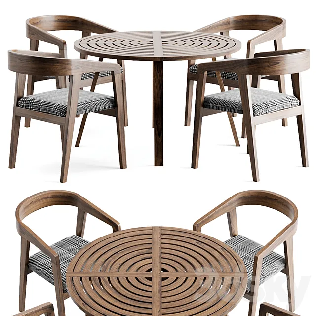 Wood table chair 3DModel