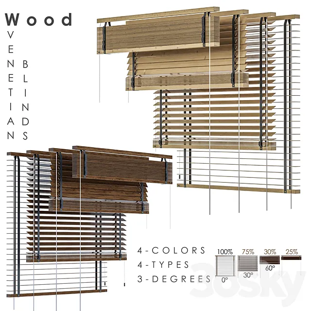 WOOD Venetian Blind 1150 in 45 mm 3D Model WOOD Venetian Blind 1150 in 45 mm 3D Model