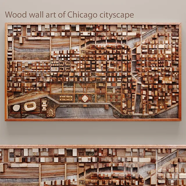 Wood wall art of Chicago cityscape. wall decor. plank panels. wooden decor. boards. wooden wall. panel. slats. city. picture. frame. panel 3DModel Wood wall art of Chicago cityscape. wall decor. plank panels. wooden decor. boards. wooden wall. panel. slats. city. picture. frame. panel 3DModel