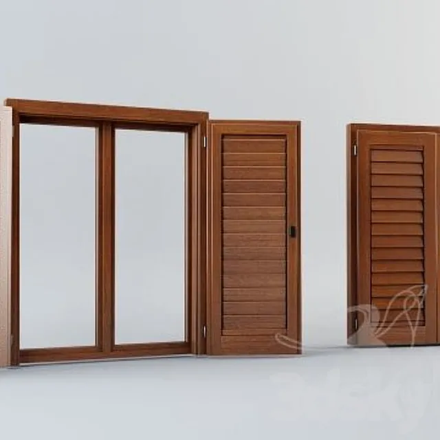 Wood window&shutters 3DModel