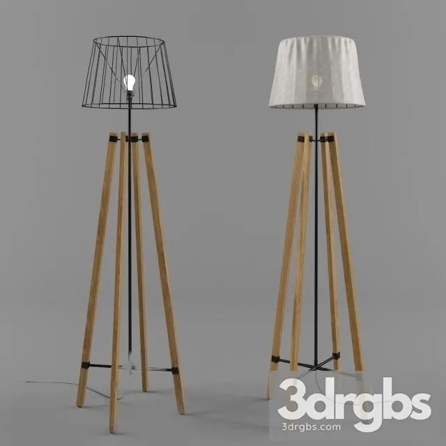 Wood Wire Floor Lamp 3D Model Download