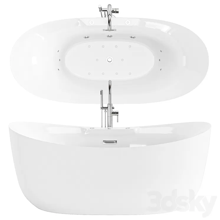 WoodBridge Freestanding Air Whirlpool Bathtub 3D Model