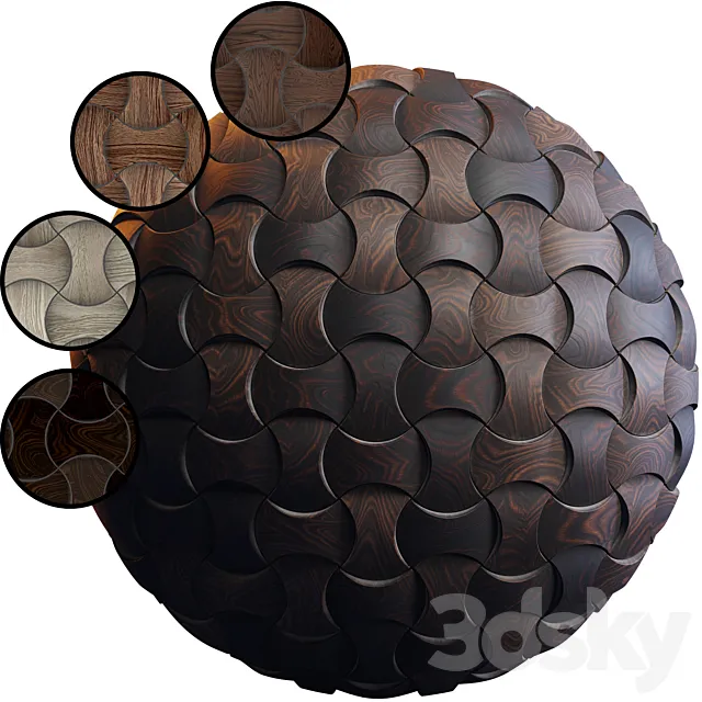 Wooden 3D Panel 03 EFGH | PBR | 4K 3D Model