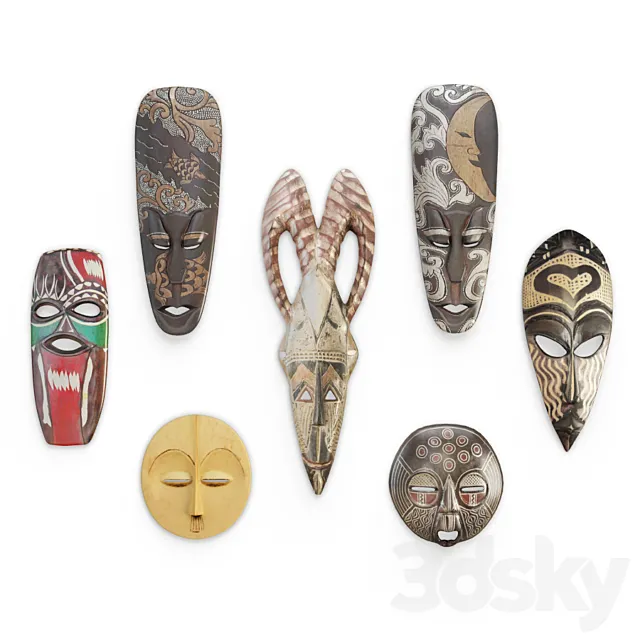 Wooden african mask 3D Model Wooden african mask 3D Model