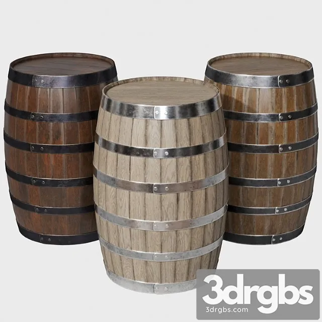 Wooden barrels 3D Model Download