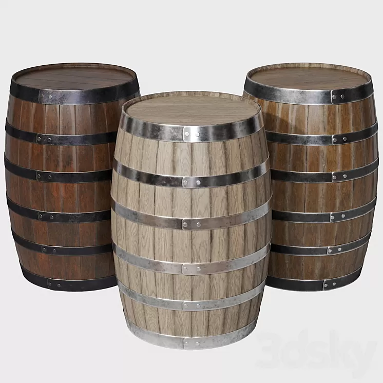 Wooden barrels 3D Model