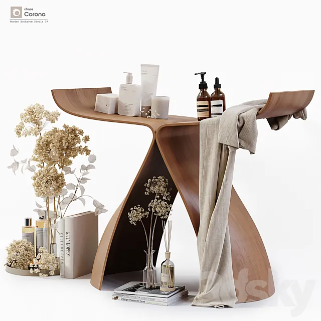 Wooden Bathroom Tools 09 3D Model