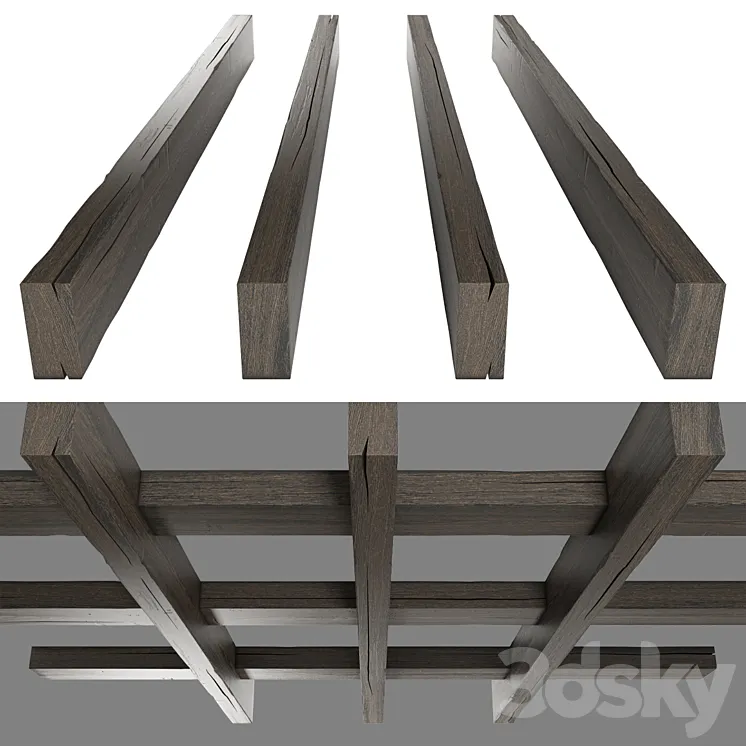 Wooden beams 4 3D Model Free Download