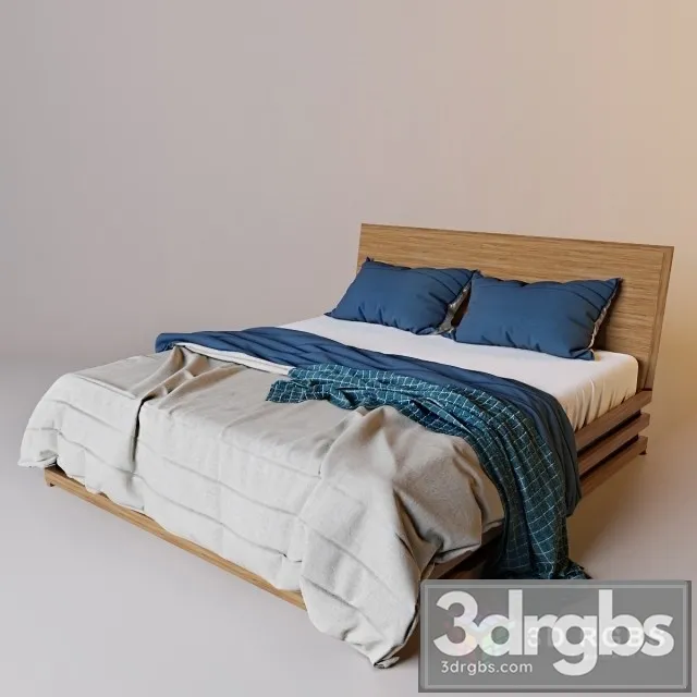 Wooden Bed Set 3D Model Download