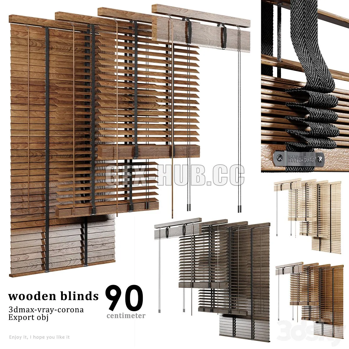 Wooden Blind 02 90cm 3D Model Wooden Blind 02 90cm 3D Model