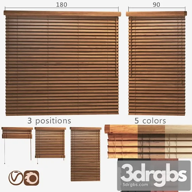 Wooden blinds 50mm 2 options of width 90 and 180cm 3D Model Download
