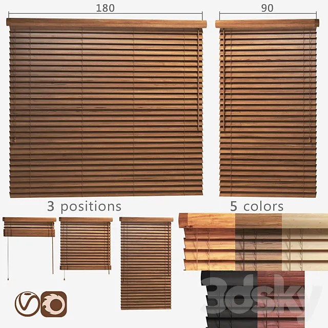 Wooden blinds 50mm. 2 options of width 90 and 180cm 3DModel Wooden blinds 50mm. 2 options of width 90 and 180cm 3DModel