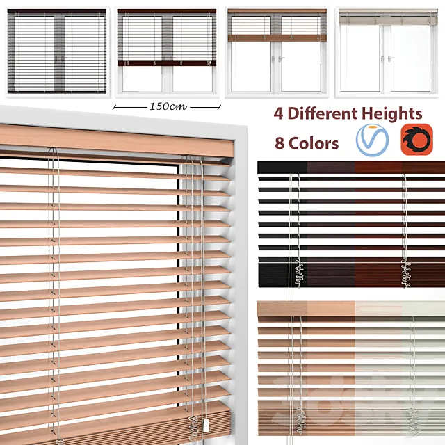 Wooden Blinds And Windows 3DModel