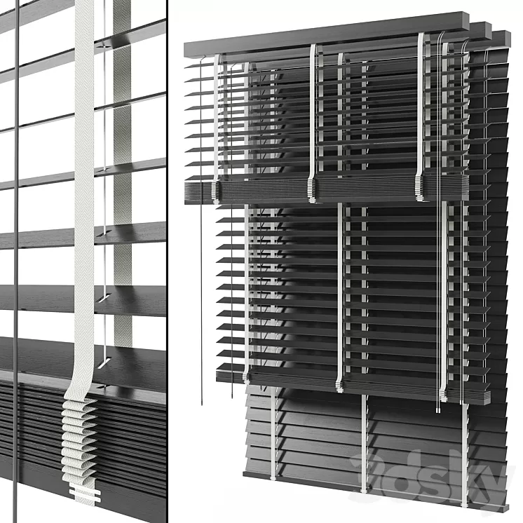 Wooden blinds Set 04 3D Model Free Download