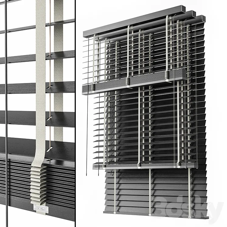 Wooden Blinds Set 09 3D Model Free Download