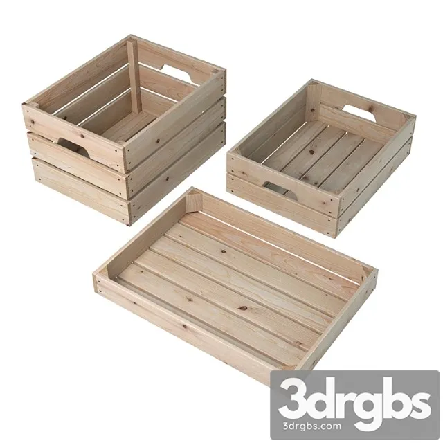 Wooden boxes (3 pcs.) 2 3D Model Download