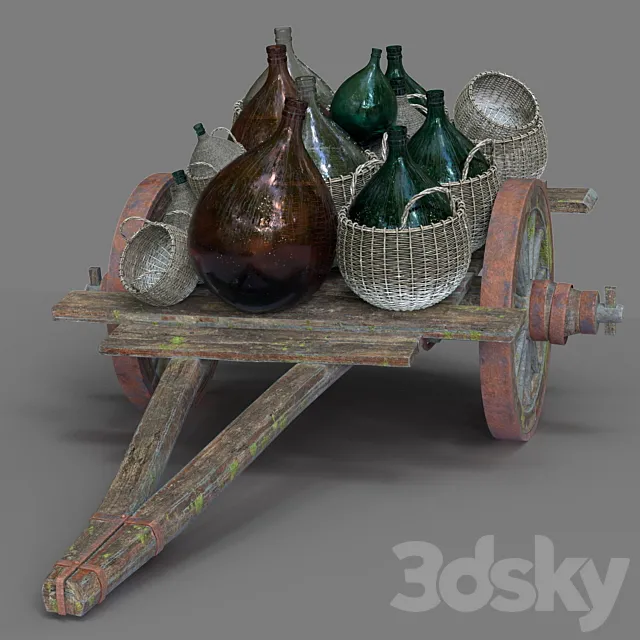 Wooden Cart 3D Model