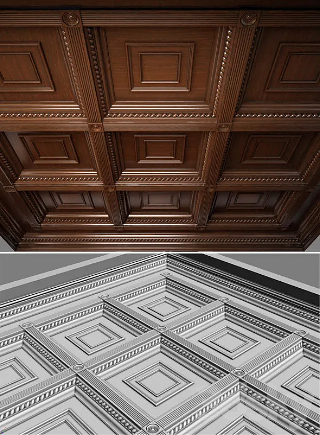 Wooden ceiling. Caissons 3DModel