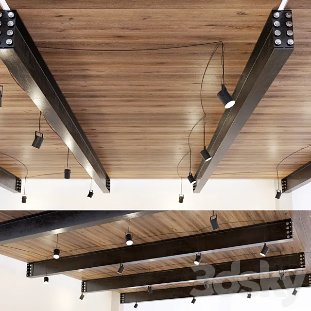 Wooden ceiling on metal beams. 22 3D Model Wooden ceiling on metal beams. 22 3D Model
