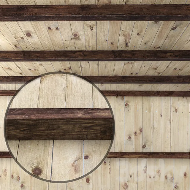 Wooden ceiling with beams. 3DModel Wooden ceiling with beams. 3DModel