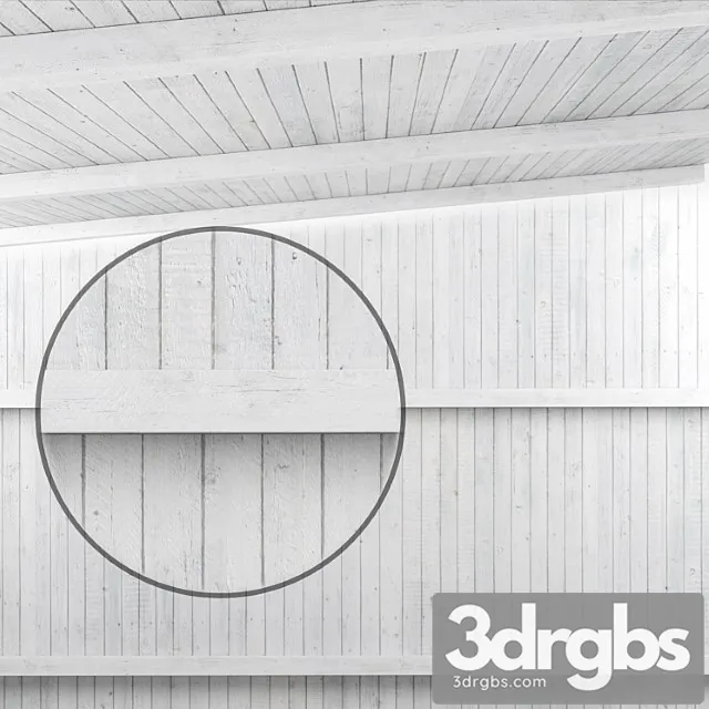 Wooden ceiling with beams (white wood) 3D Model Download