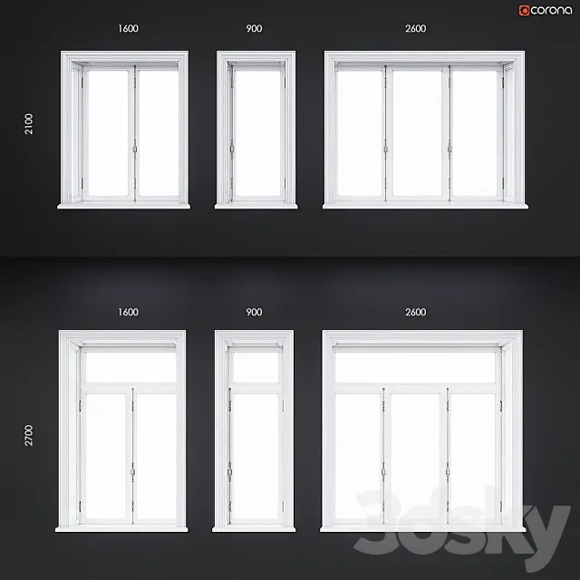 Wooden classical windows 3D Model
