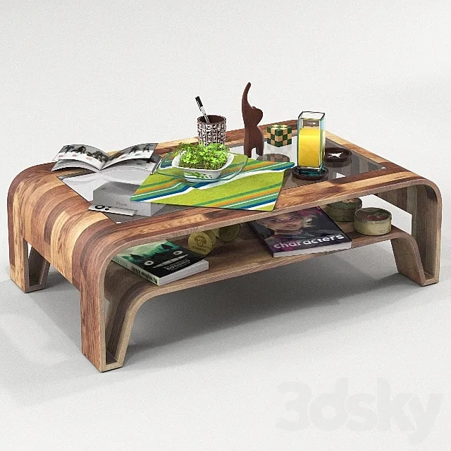 Wooden Coffee Table 3D Model