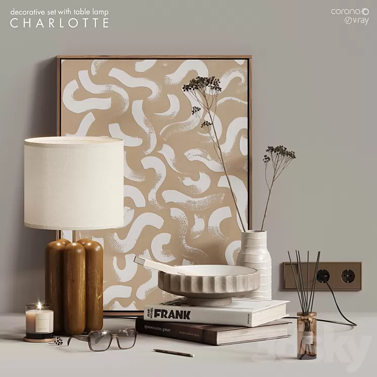 Wooden decor set 3D Model Free Download