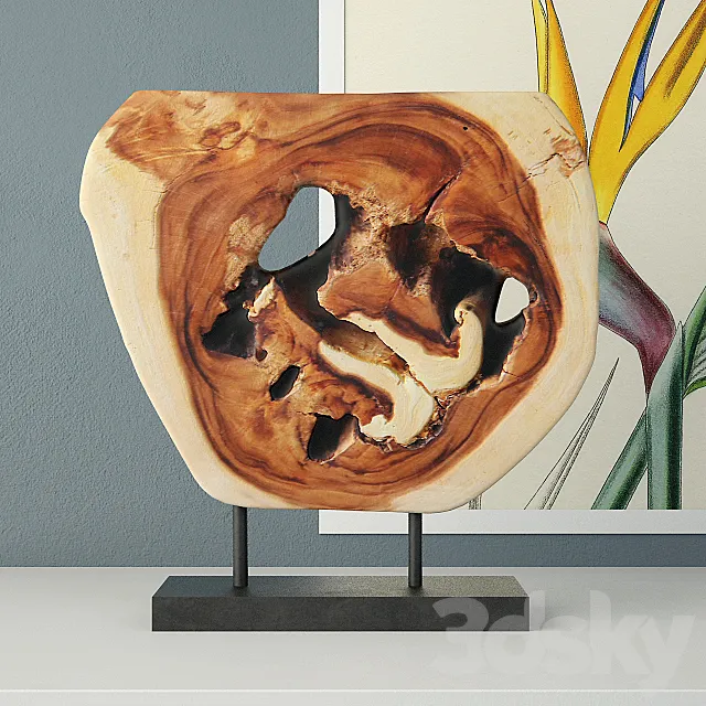 Wooden Decoration on Stand 3D Model Wooden Decoration on Stand 3D Model