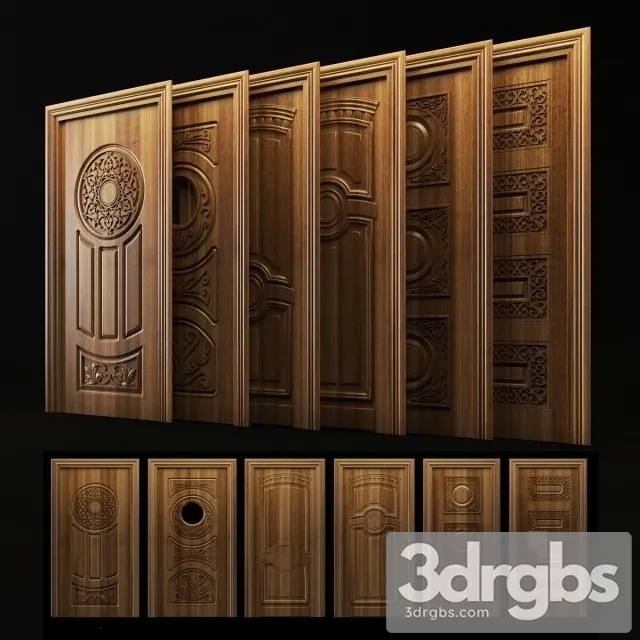 Wooden Door Set 3D Model Download
