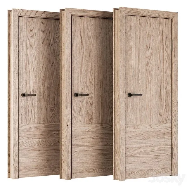 Wooden Door Set V13 Interior and Exterior door set 3D Model