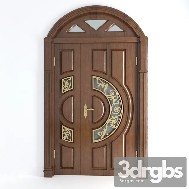 Wooden Door With Decorative Motifs 3D Model Download