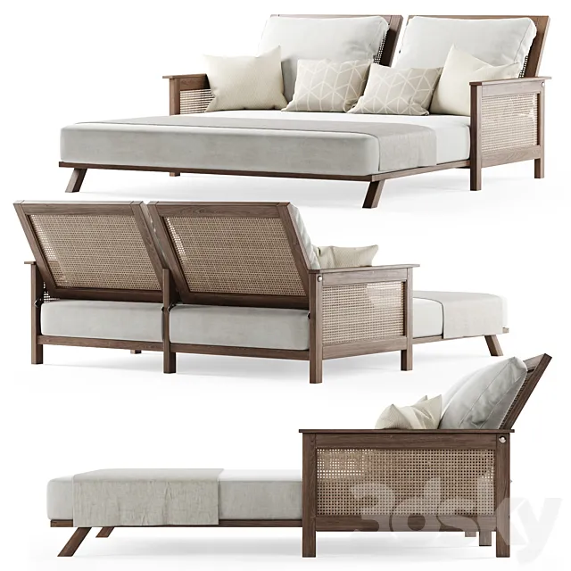 Wooden double daybed 3D Model Wooden double daybed 3D Model