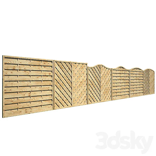 Wooden fence 3D Model Wooden fence 3D Model