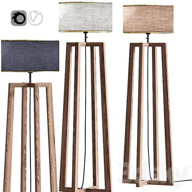 wooden Floor Lamp 03 3DModel