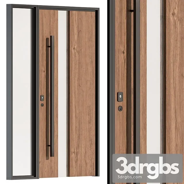 Wooden Front Door Set 61 3D Model Download