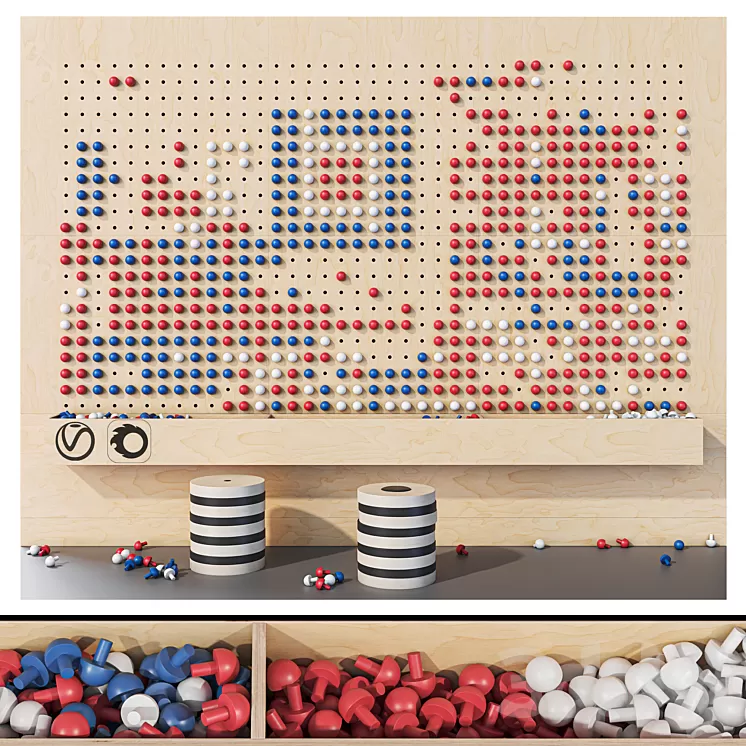 Wooden game board for nursery No. 2 3D Model Free Download