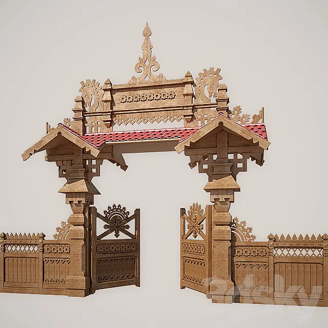 Wooden gates 3D Model