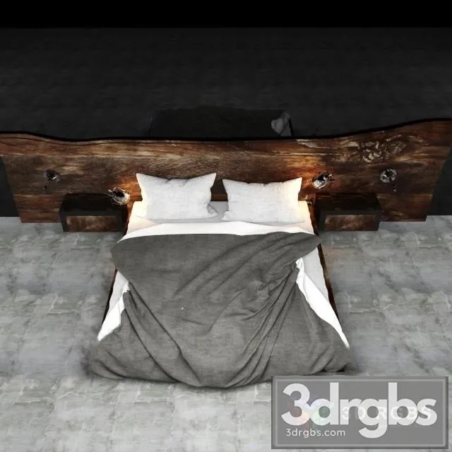 Wooden Headborad Bed 3D Model Download Wooden Headborad Bed 3D Model Download