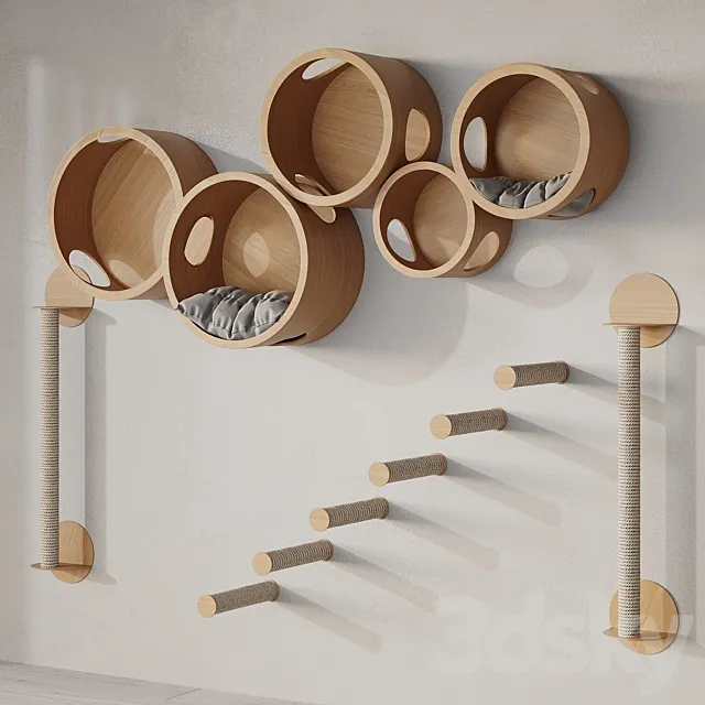 Wooden Home for Cats 2 colors 3D Model