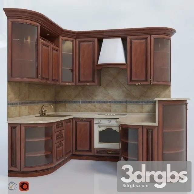 Wooden Klio Kitchen 3D Model Download