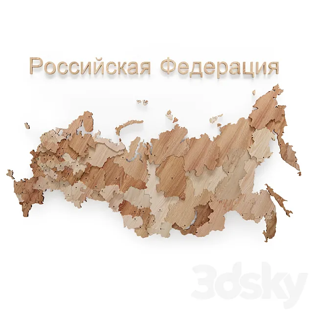 Wooden map of Russia 3D Model